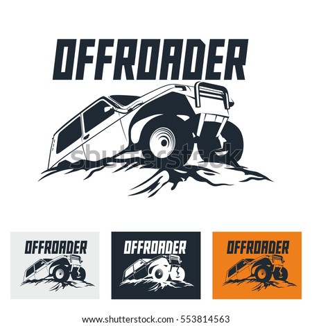 stock vector offroad suv car monochrome template for labels emblems badges or logos 553814563
