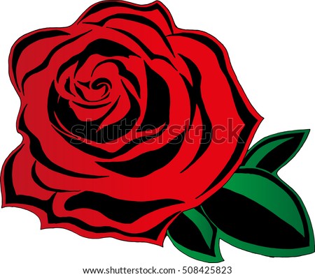 Vector Red Rosehand Drawing Big Rose Stock Vector 508425823 - Shutterstock
