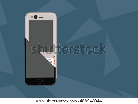 Old generation mobile phone and new generation smartphone isolated on 