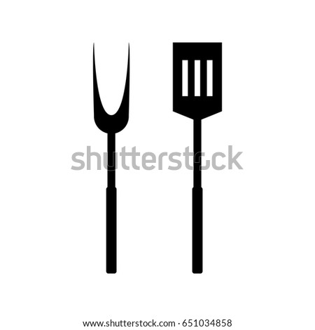 Bbq Grill Tools Icon Barbecue Fork Stock Vector 598475849 - Shutterstock