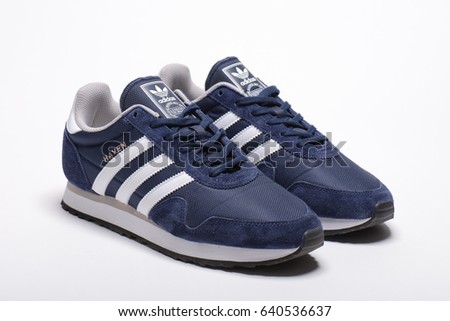 Milan, Italy - May 1, 2017: ADIDAS Haven 2017. Product shoot of Adidas men's shoe. Isolated on white background