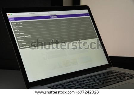 Milan, Italy - August 10, 2017: Yamaha website homepage. Yamaha logo visible.