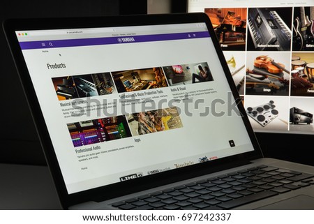 Milan, Italy - August 10, 2017: Yamaha website homepage. Yamaha logo visible.