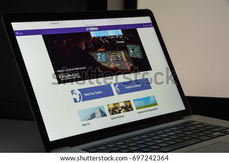 Milan, Italy - August 10, 2017: Yamaha website homepage. Yamaha logo visible.