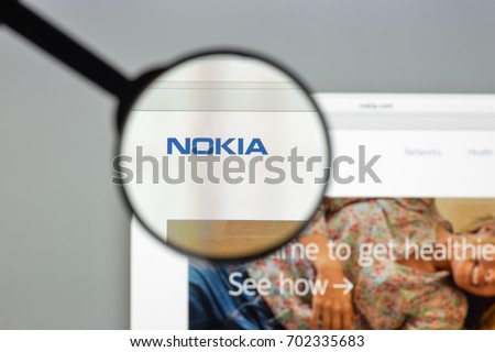 Milan, Italy - August 10, 2017: Nokia website homepage. It is a Finnish multinational communications, information technology and consumer electronics company. Nokia logo visible.