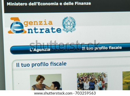 Milan, Italy - August 10, 2017: Agenzia delle entrate website homepage. Agenzia delle entrate logo visible.