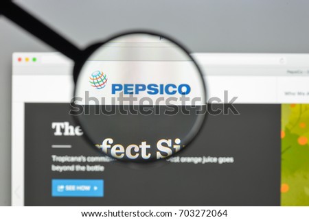 Milan, Italy - August 10, 2017: Pepsi co website homepage. It is an American multinational food, snack, and beverage corporation. Pepsico logo visible.