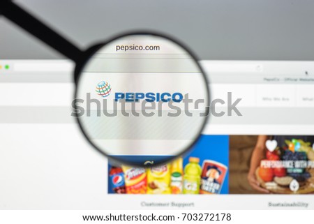 Milan, Italy - August 10, 2017: Pepsi co website homepage. It is an American multinational food, snack, and beverage corporation. Pepsico logo visible.