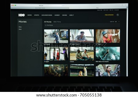 Milan, Italy - August 10, 2017: hbo.com website homepage. It is an American premium cable and satellite television network. hbo logo visible.
