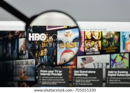 Milan, Italy - August 10, 2017: hbo.com website homepage. It is an American premium cable and satellite television network. hbo logo visible.