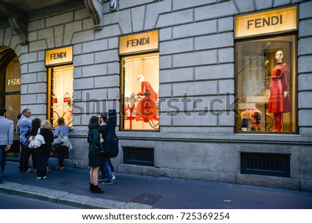 Milan, Italy - September 24, 2017: Fendi store in Milan. Fashion week Fendi shopping