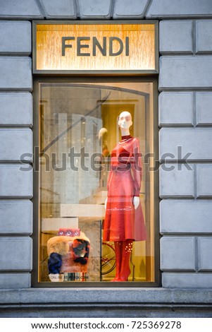 Milan, Italy - September 24, 2017: Fendi store in Milan. Fashion week Fendi shopping