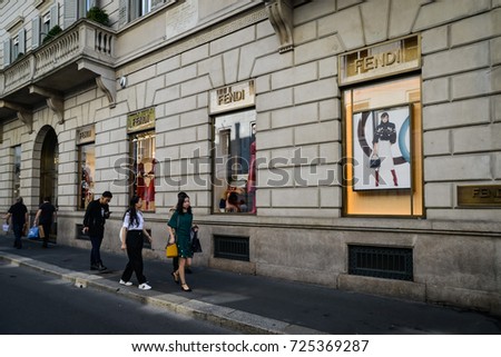 Milan, Italy - September 24, 2017: Fendi store in Milan. Fashion week Fendi shopping