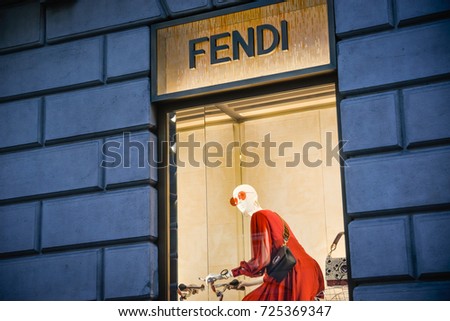Milan, Italy - September 24, 2017: Fendi store in Milan. Fashion week Fendi shopping