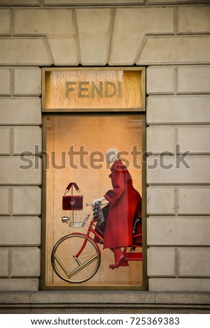 Milan, Italy - September 24, 2017: Fendi store in Milan. Fashion week Fendi shopping
