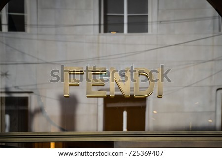 Milan, Italy - September 24, 2017: Fendi store in Milan. Fashion week Fendi shopping