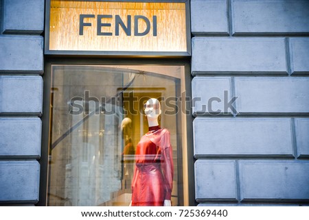 Milan, Italy - September 24, 2017: Fendi store in Milan. Fashion week Fendi shopping
