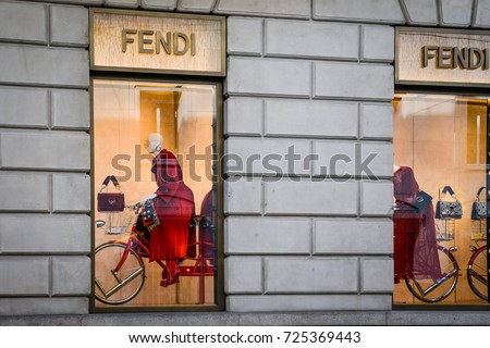 Milan, Italy - September 24, 2017: Fendi store in Milan. Fashion week Fendi shopping