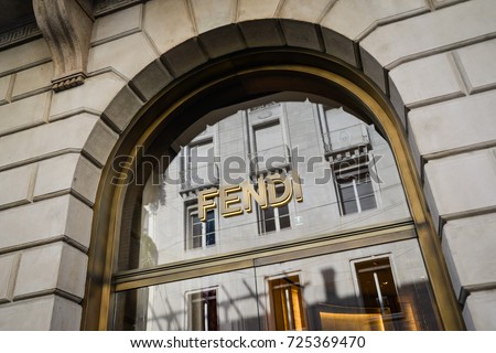 Milan, Italy - September 24, 2017: Fendi store in Milan. Fashion week Fendi shopping