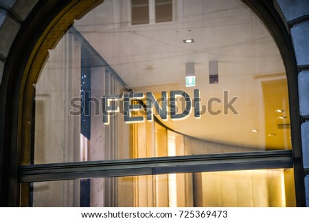 Milan, Italy - September 24, 2017: Fendi store in Milan. Fashion week Fendi shopping