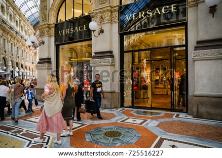 Milan, Italy - September 24, 2017: Versace store in Milan. Fashion week Versace shopping