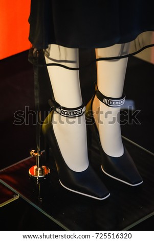 Milan, Italy - September 24, 2017: Versace store in Milan. Fashion week Versace shopping