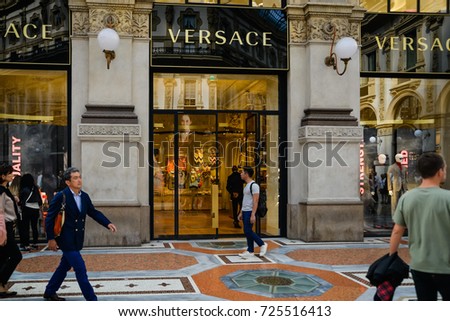 Milan, Italy - September 24, 2017: Versace store in Milan. Fashion week Versace shopping