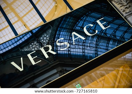 Milan, Italy - September 24, 2017: Versace store in Milan. Fashion week Versace shopping