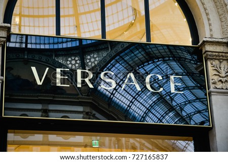 Milan, Italy - September 24, 2017: Versace store in Milan. Fashion week Versace shopping