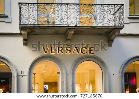 Milan, Italy - September 24, 2017: Versace store in Milan. Fashion week Versace shopping