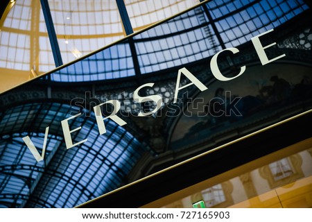 Milan, Italy - September 24, 2017: Versace store in Milan. Fashion week Versace shopping