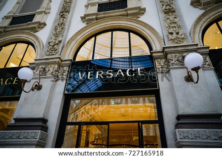 Milan, Italy - September 24, 2017: Versace store in Milan. Fashion week Versace shopping