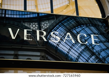 Milan, Italy - September 24, 2017: Versace store in Milan. Fashion week Versace shopping