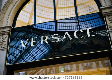 Milan, Italy - September 24, 2017: Versace store in Milan. Fashion week Versace shopping