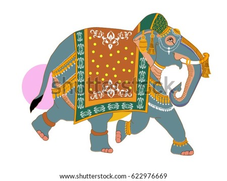 Indian Elephant Decorated Wedding Stock Vector 622976669 ...