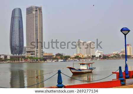 DA NANG, VIETNAM - MARCH 19: View of Da Nang city centre, Vietnam on March 19, 2015. Da Nang is the third largest city of Vietnam.