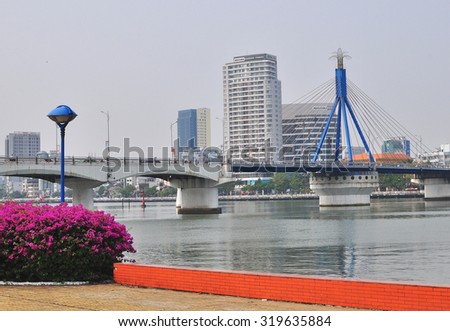 DA NANG, VIETNAM - MARCH 19: View of Da Nang city centre, Vietnam on March 19, 2015. Da Nang is the third largest city of Vietnam.