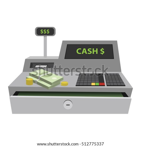 Cash register flat illustration.