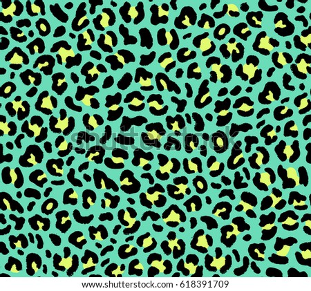 Seamless Green Leopard Pattern 80s 90s Stock Vector 618391709 ...