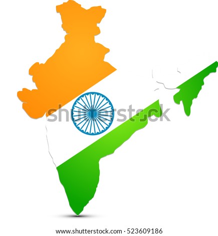 India Flag Map Stock Vector 523609186 - Shutterstock