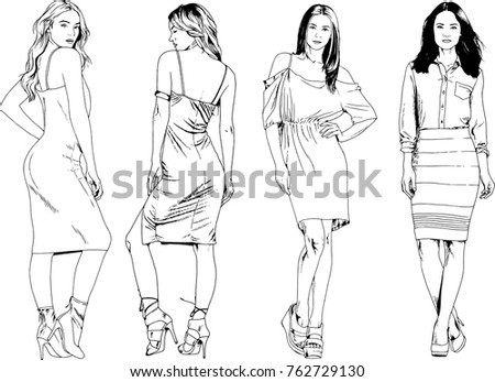 Fashion People Outline Vector Set Stock Vector 94681786 - Shutterstock