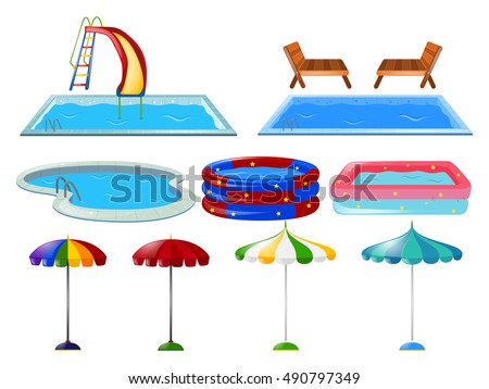 Swimming Pools And Umbrellas Illustration Swimming Pools And Umbrellas Illustration