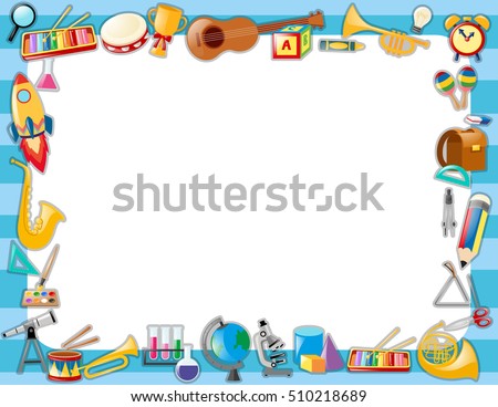 Border Template Many School Objects Illustration Stock Vector 510218689 ...