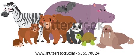 Wild animals with happy face illustration