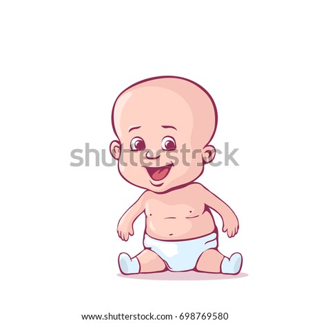 Cutout Vector Cartoon Naked Baby Sitting Stock Vector Shutterstock