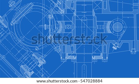 Mechanical Engineering drawing. Engineering Drawing Background. Vector Illustration.