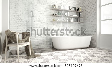 Scandinavian Bathroom Classic White Vintage Interior Stock ... Scandinavian Bathroom Classic White Vintage Interior Stock ...
