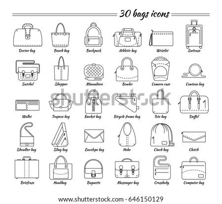 Set 30 Line Icons Different Types Stock Vector 646150129 - Shutterstock