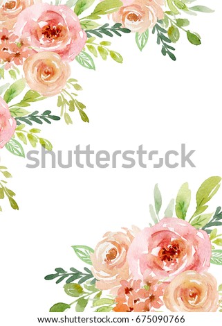 stock photo painted watercolor composition of flowers in pastel colors frame border background greeting 675090766