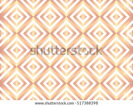 Elegant luxury art deco foil pattern. Rose gold vintage pattern on white background. Vector illustration for retro design. Rose gold abstract wallpaper.